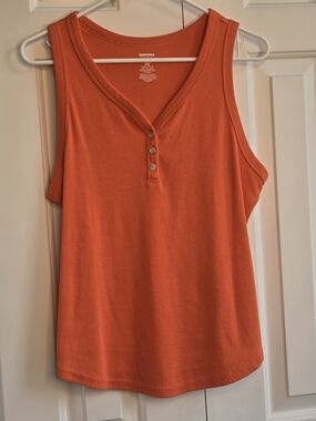 Sonoma Women's Orange Henley Tank Top
